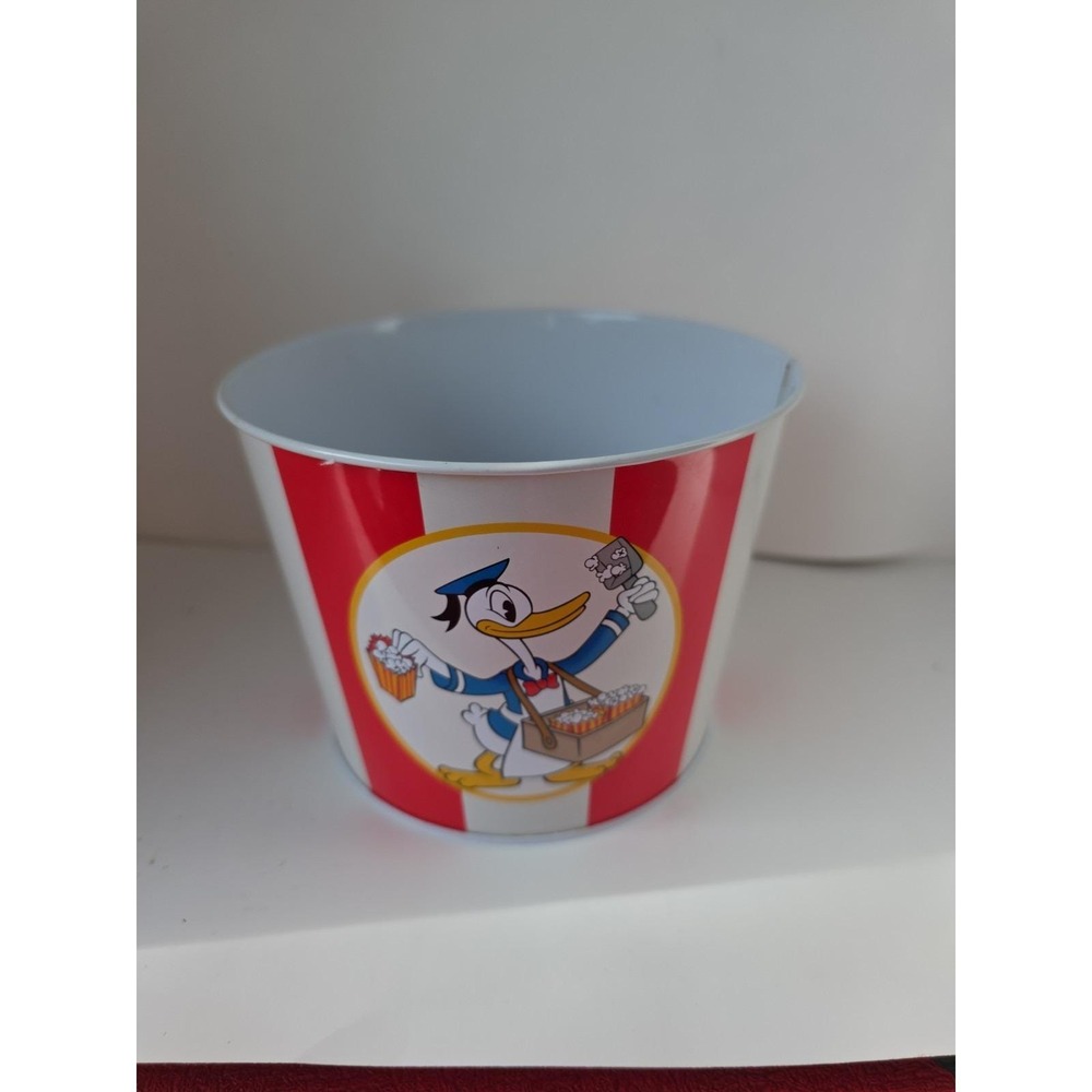 Vintage Disney Metal Popcorn Bowls Set of 3 Mickey Minnie Donald Goofy Striped - Picture 6 of 13
